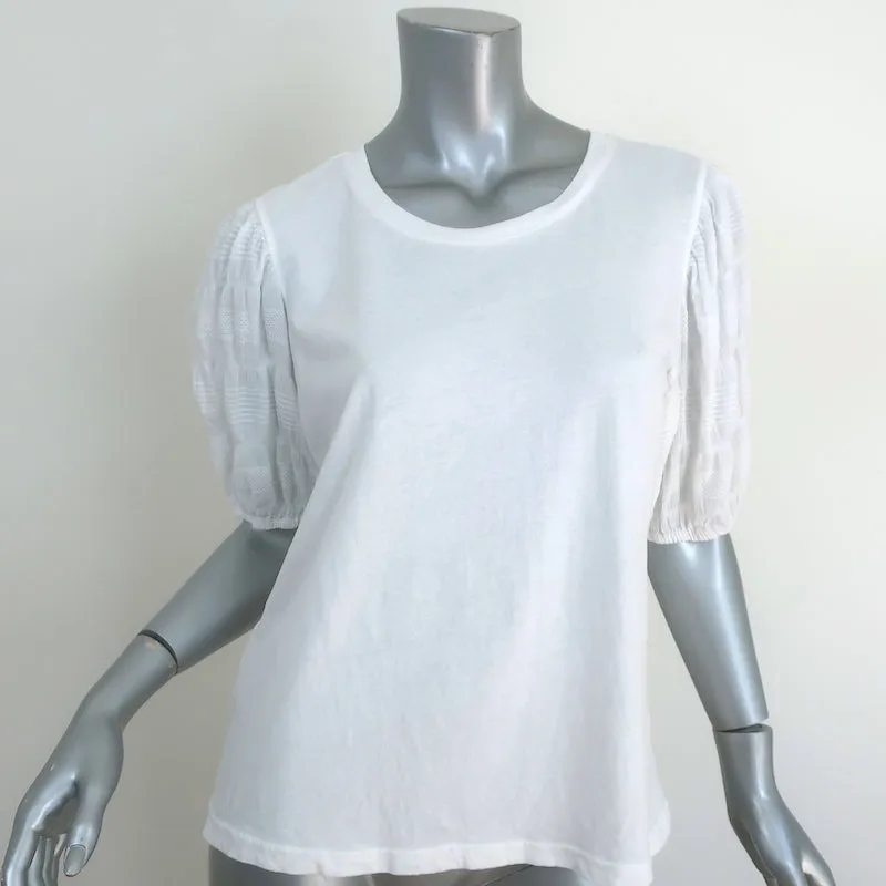 Haut en seersucker Rails Liza en coton blanc, taille moyenne, manches courtes