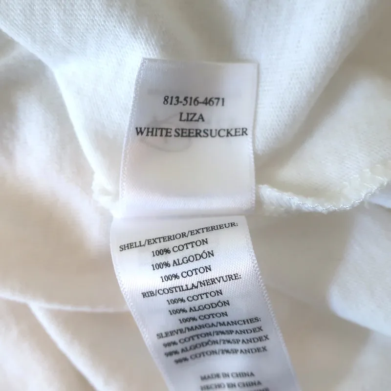 Haut en seersucker Rails Liza en coton blanc, taille moyenne, manches courtes