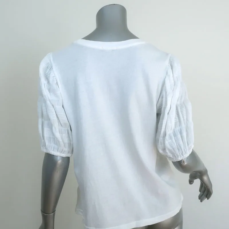 Haut en seersucker Rails Liza en coton blanc, taille moyenne, manches courtes