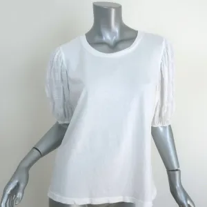 Rails Liza Seersucker Top White Cotton Size Medium Short Sleeve Tee