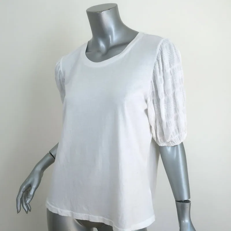 Haut en seersucker Rails Liza en coton blanc, taille moyenne, manches courtes