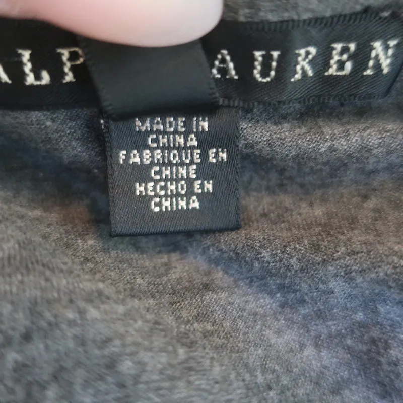 Ralph Lauren Black Label Haut à volants perlés Gris Jersey en coton Taille Moyenne