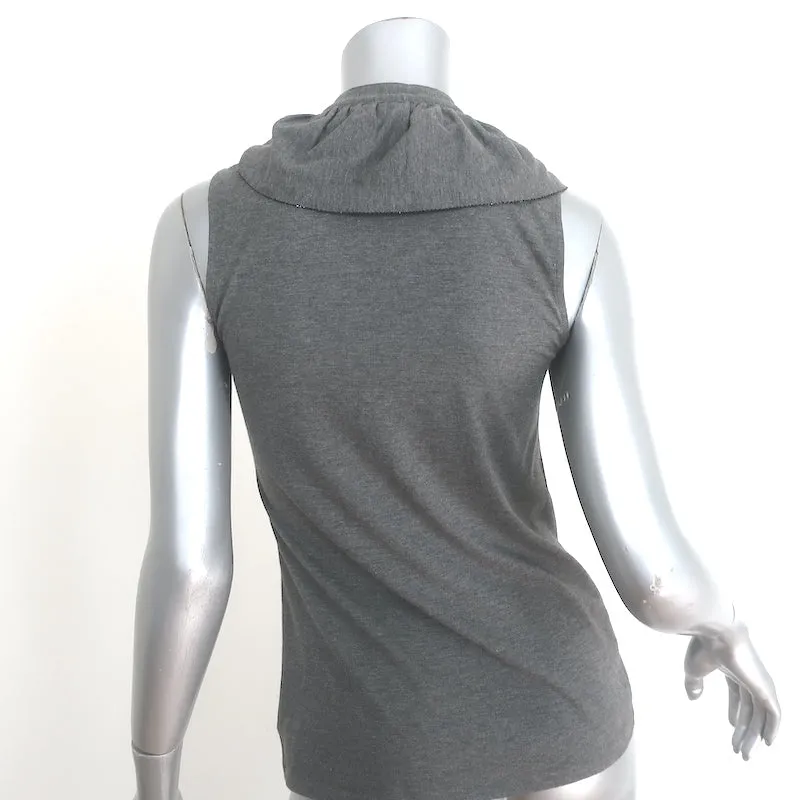 Ralph Lauren Black Label Haut à volants perlés Gris Jersey en coton Taille Moyenne