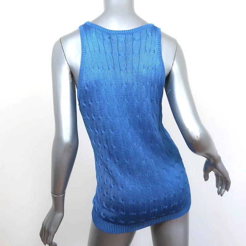 Ralph Lauren Black Label Débardeur en Soie à Côtes Bleu Taille L NEUF