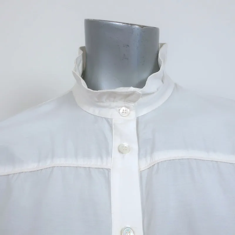 Chemise Raquel Allegra à Boutons Crème en Coton-Soie Taille 0 Blouse à Manches Longues
