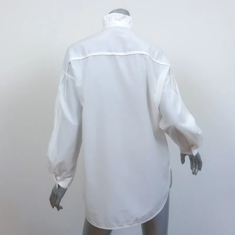 Chemise Raquel Allegra à Boutons Crème en Coton-Soie Taille 0 Blouse à Manches Longues