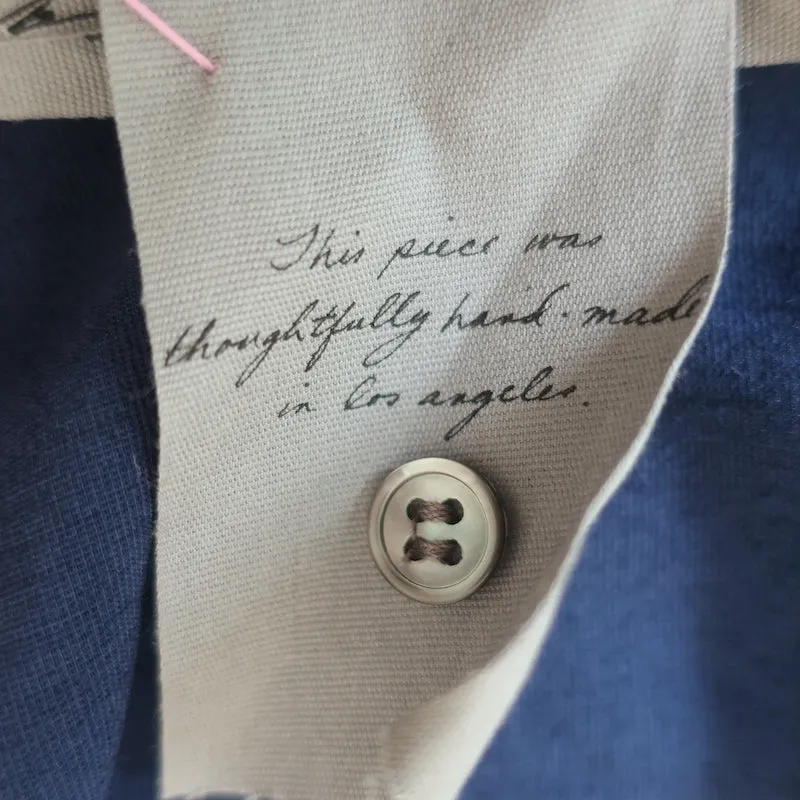 Raquel Allegra Haut Jane Bleu Dégradé Velours Taille 0 Blouse à Manches Bouffantes