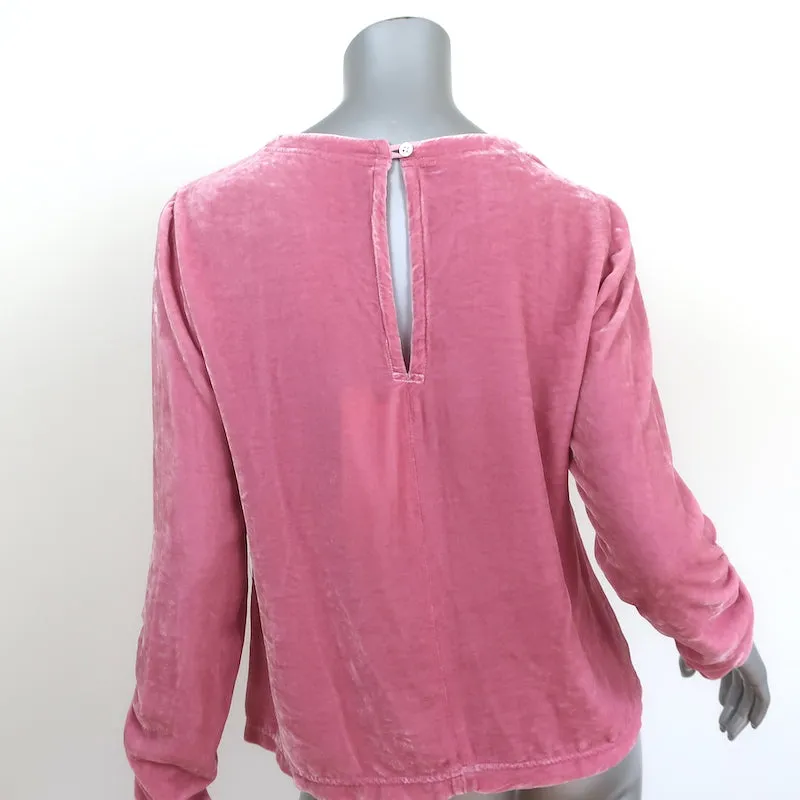 Raquel Allegra Haut Jane Rose Velours Taille 0 Blouse à Manches Rassemblées NEUVE