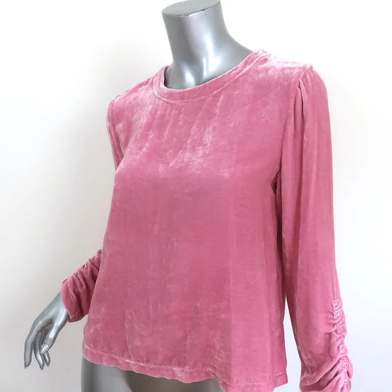 Raquel Allegra Haut Jane Rose Velours Taille 0 Blouse à Manches Rassemblées NEUVE