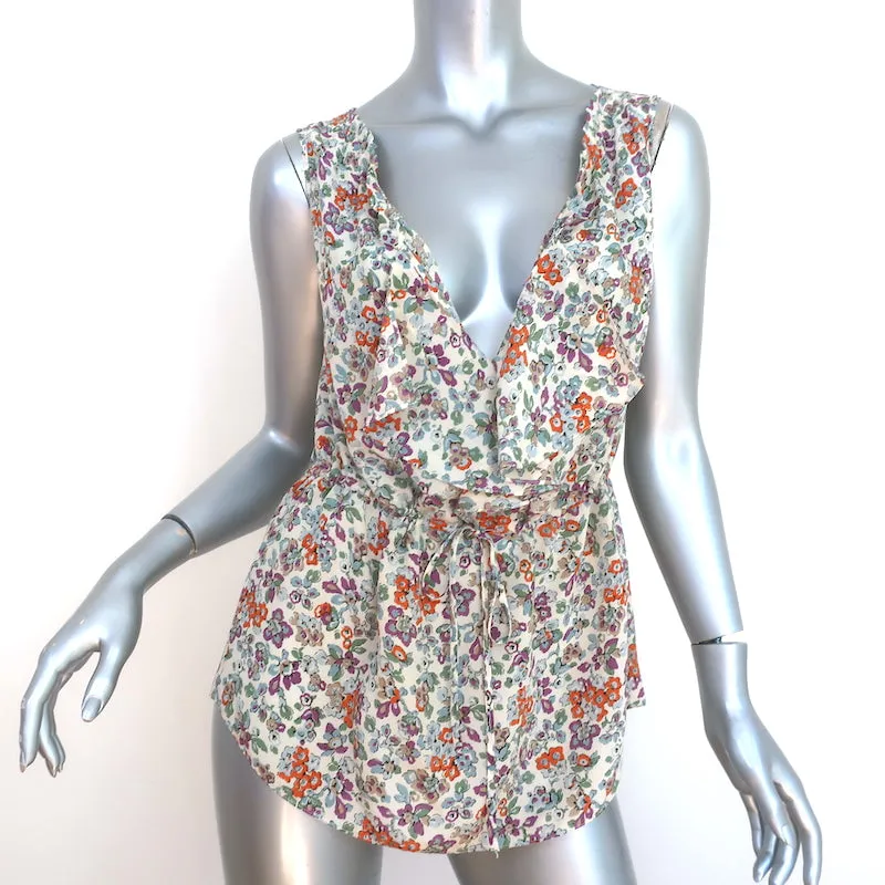 Rebecca Taylor Haut à volants floral en soie taille 0 Blouse sans manches