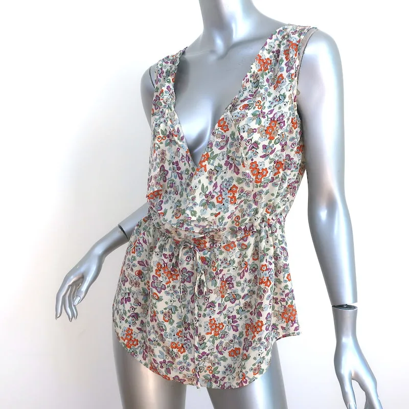 Rebecca Taylor Haut à volants floral en soie taille 0 Blouse sans manches