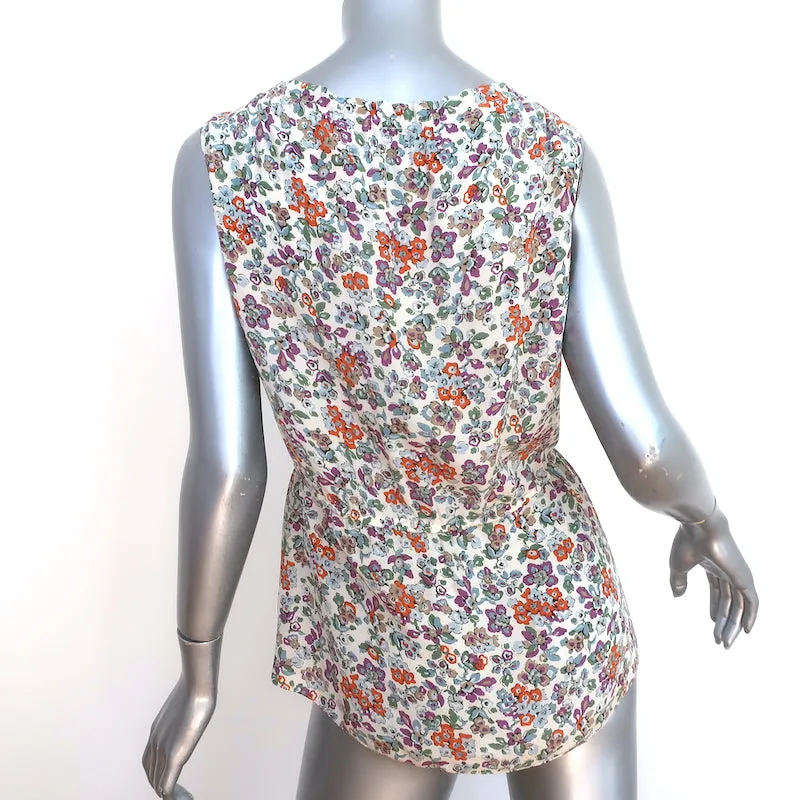 Rebecca Taylor Haut à volants floral en soie taille 0 Blouse sans manches