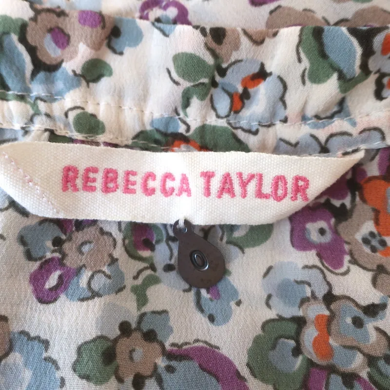 Rebecca Taylor Haut à volants floral en soie taille 0 Blouse sans manches