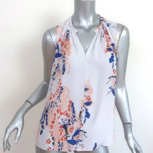 Reiss Top Warren Light Gray Floral Print Chiffon Size 4 Sleeveless Blouse