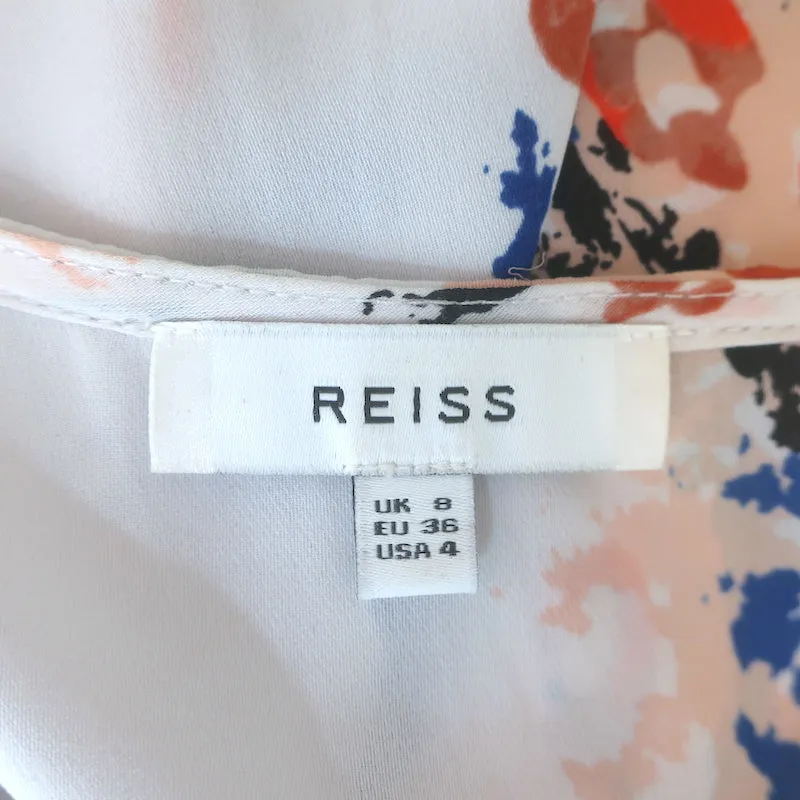 Reiss Top Warren Imprimé floral en mousseline gris clair Taille 4 Blouse sans manches