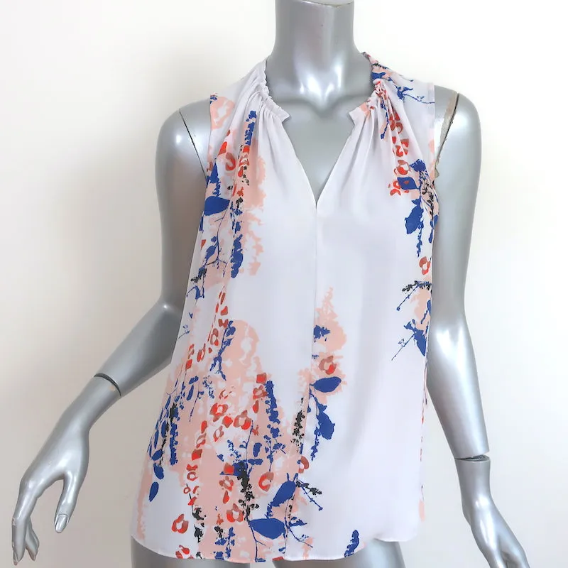 Reiss Top Warren Imprimé floral en mousseline gris clair Taille 4 Blouse sans manches