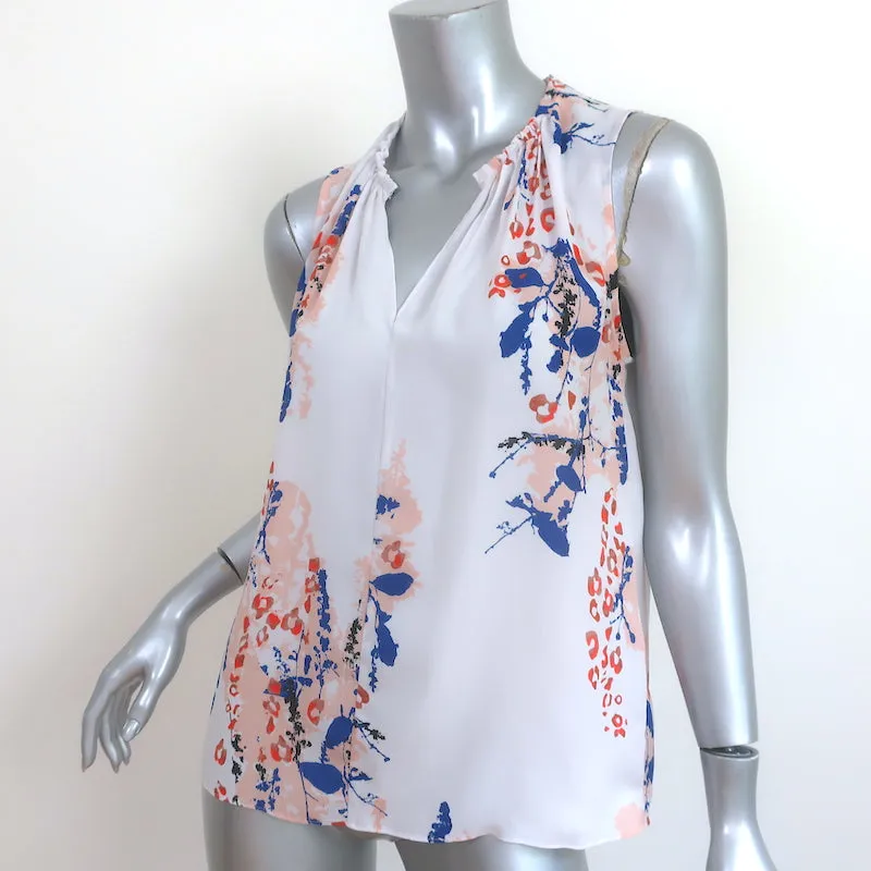 Reiss Top Warren Imprimé floral en mousseline gris clair Taille 4 Blouse sans manches