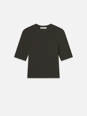 Rib Crewneck Tee -- Rich Military Heather