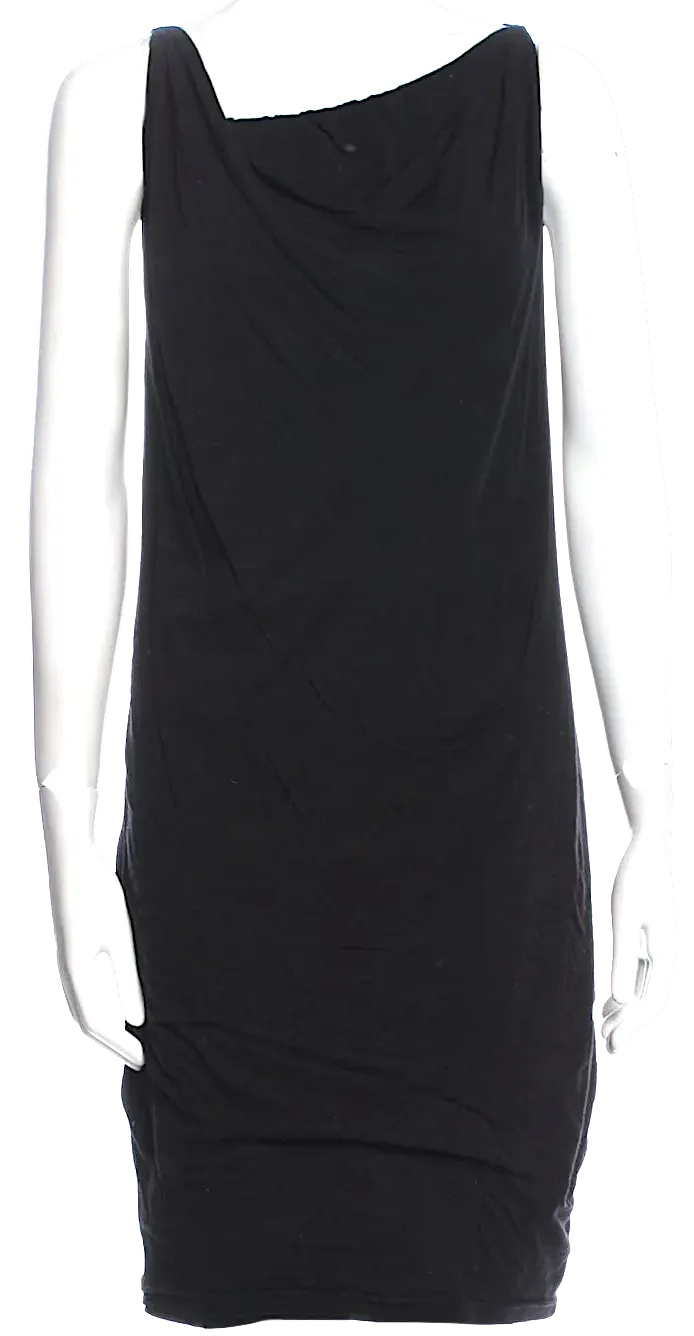 RICK OWENS Paris. Robe courte noire en PolyTech à col en capuche