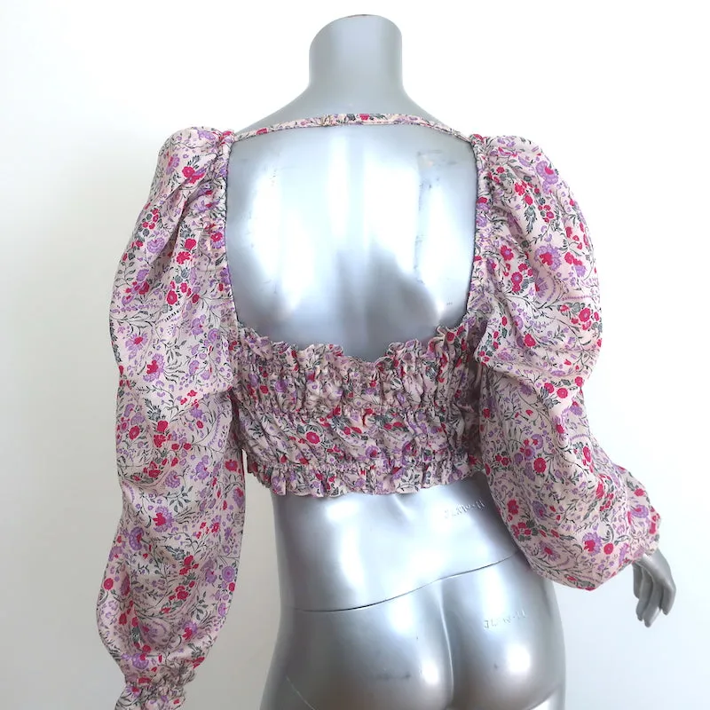 Sabina Musayev Maelys Blouse à Manches Ballon Imprimé Florale Taille Petite avec Smocks