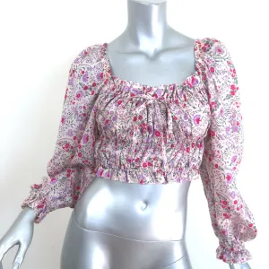 Sabina Musayev Maelys Smocked Top Floral Print Size Small Puff Sleeve Blouse