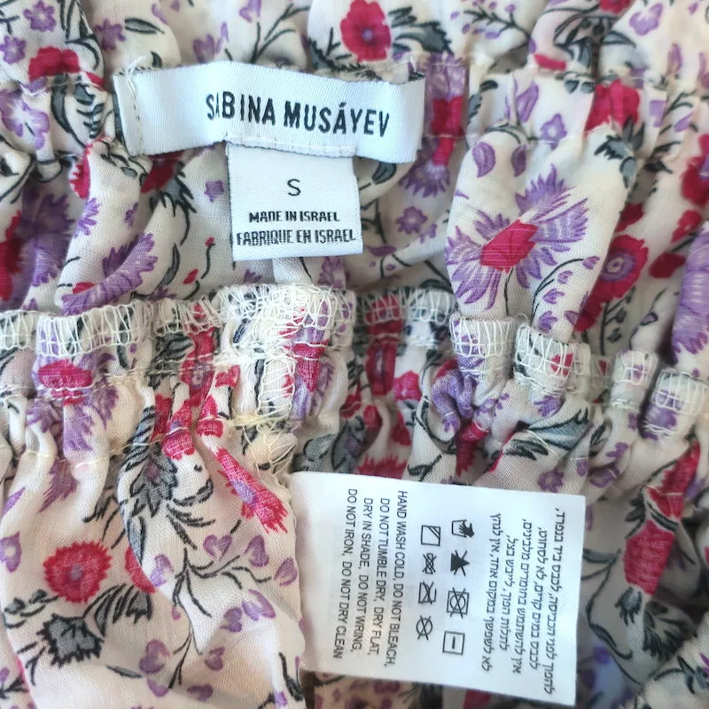 Sabina Musayev Maelys Blouse à Manches Ballon Imprimé Florale Taille Petite avec Smocks