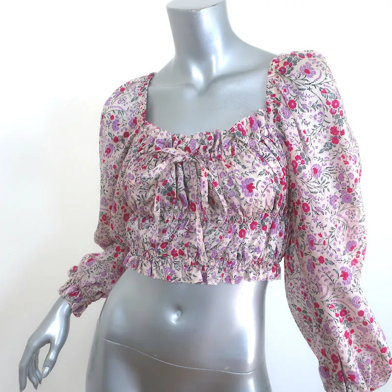 Sabina Musayev Maelys Blouse à Manches Ballon Imprimé Florale Taille Petite avec Smocks