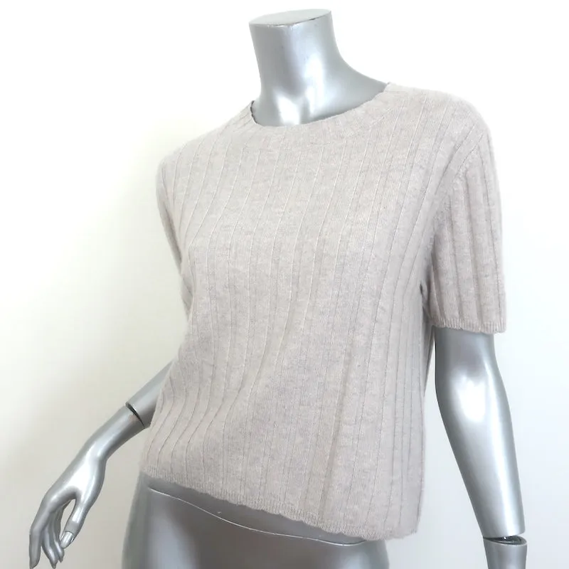 SABLYN Pull en cachemire à manches courtes couleur oatmeal à côtes taille medium