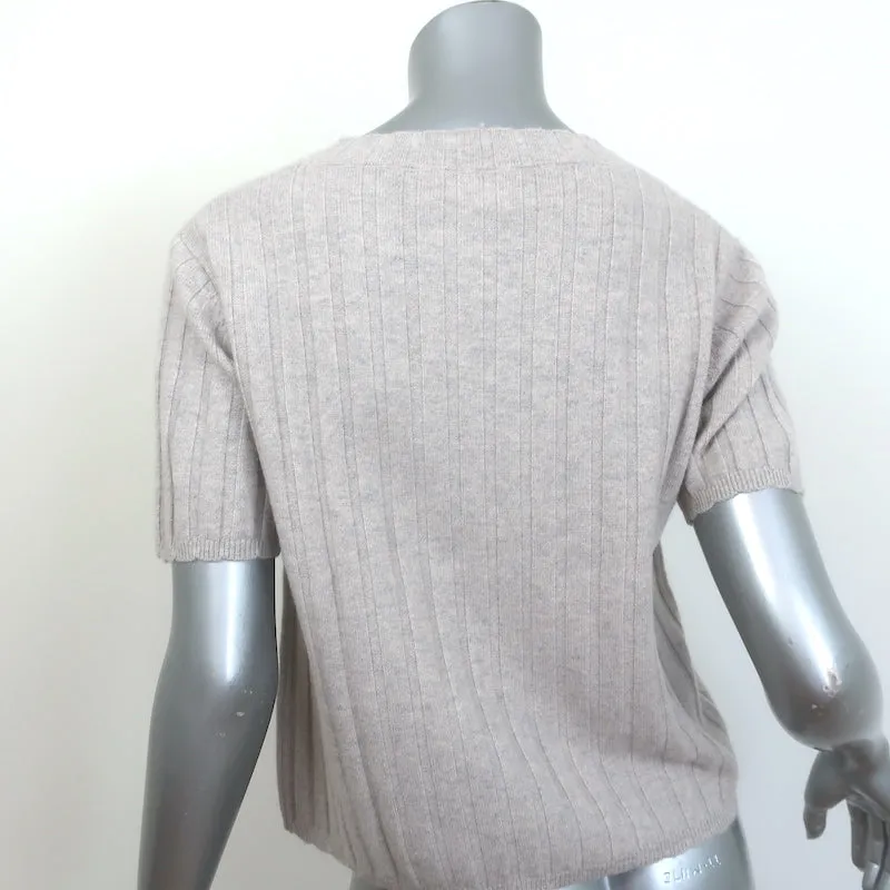 SABLYN Pull en cachemire à manches courtes couleur oatmeal à côtes taille medium