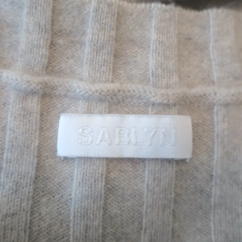 SABLYN Pull en cachemire à manches courtes couleur oatmeal à côtes taille medium
