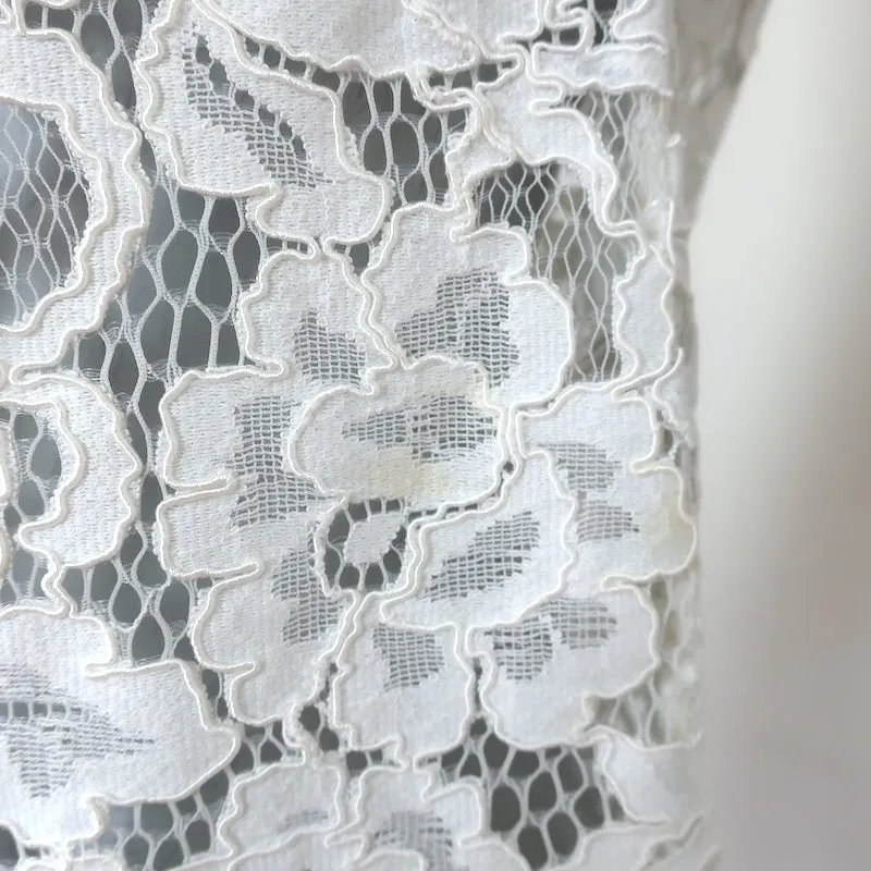 Blouse en dentelle Guipure Saint Laurent Crème Taille 34 Haut à manches longues