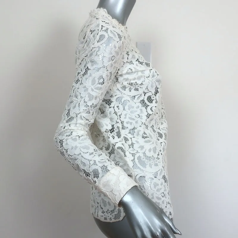 Blouse en dentelle Guipure Saint Laurent Crème Taille 34 Haut à manches longues