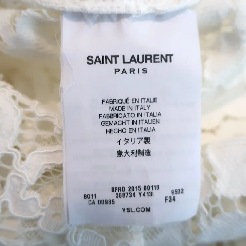 Blouse en dentelle Guipure Saint Laurent Crème Taille 34 Haut à manches longues