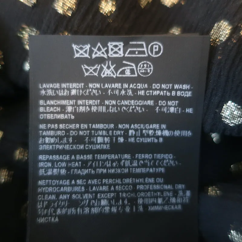 Saint Laurent Blouse à pois métallisés Noir/Or en soie Taille 42 Haut à manches longues