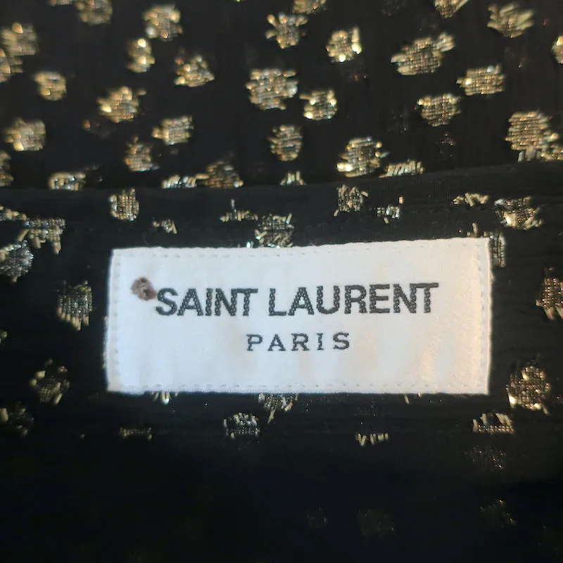 Saint Laurent Blouse à pois métallisés Noir/Or en soie Taille 42 Haut à manches longues