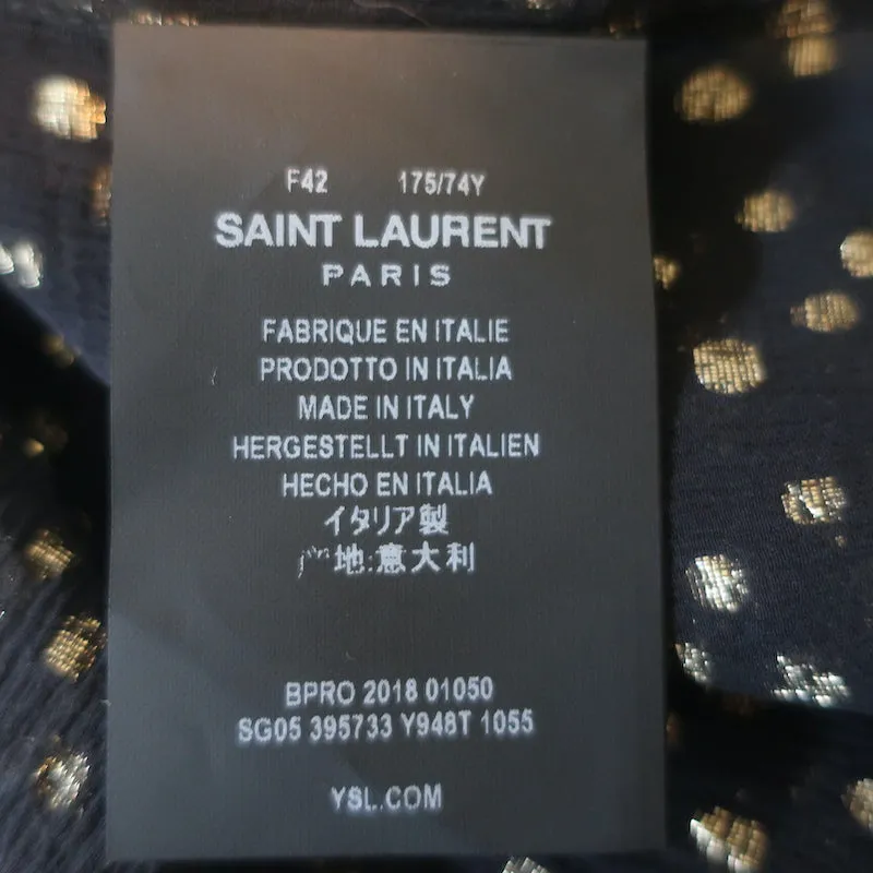 Saint Laurent Blouse à pois métallisés Noir/Or en soie Taille 42 Haut à manches longues