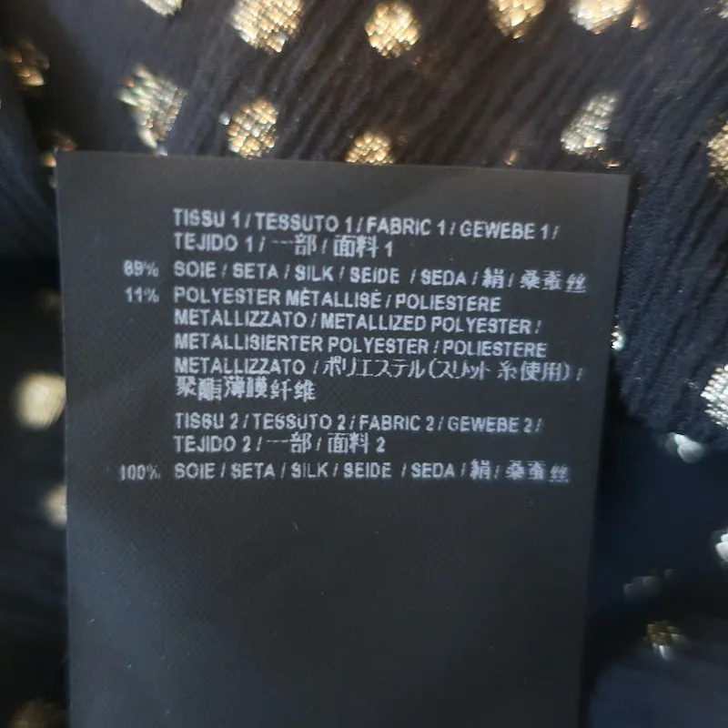 Saint Laurent Blouse à pois métallisés Noir/Or en soie Taille 42 Haut à manches longues