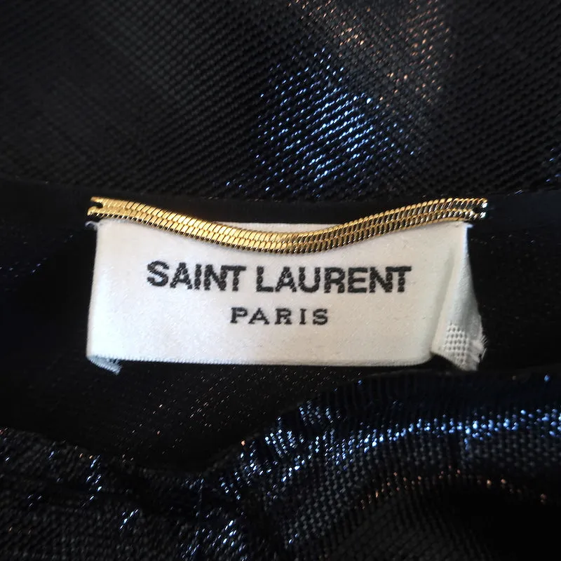 Saint Laurent Débardeur métallisé Noir en Soie Mixte Taille 38