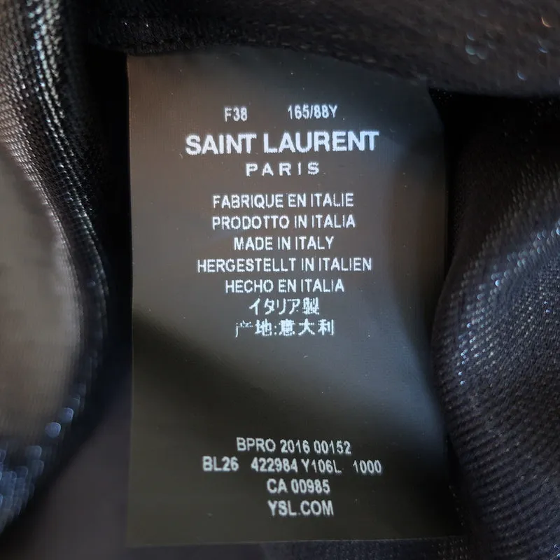 Saint Laurent Débardeur métallisé Noir en Soie Mixte Taille 38