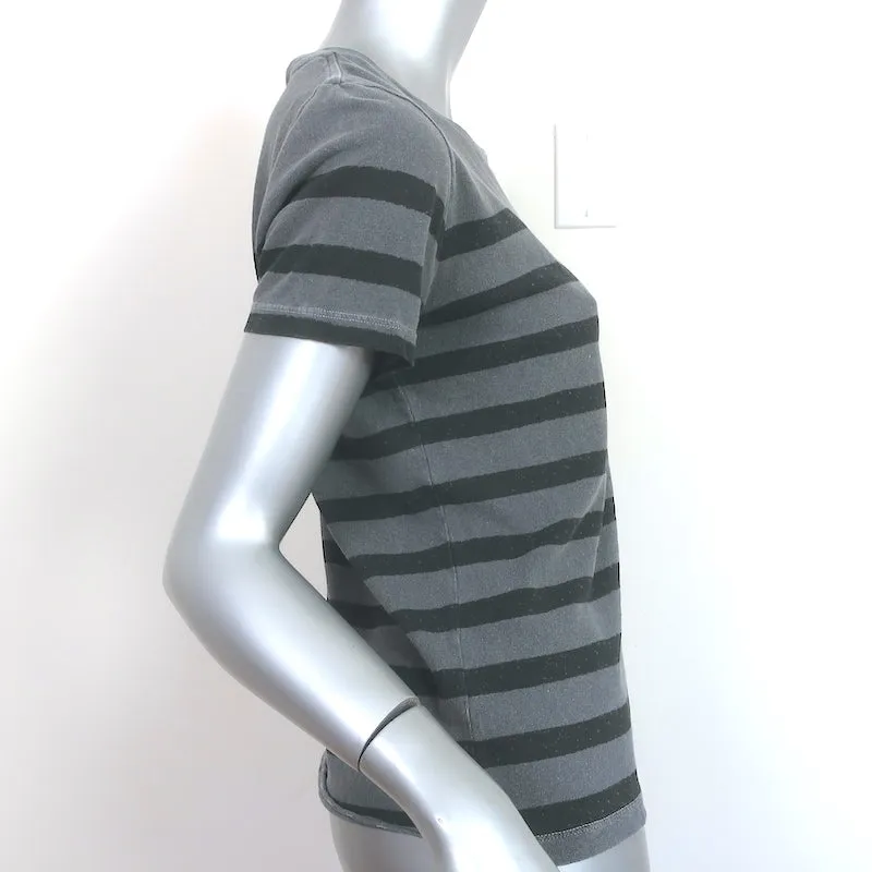 T-shirt rayé Saint Laurent gris et noir en coton taille petit manches courtes