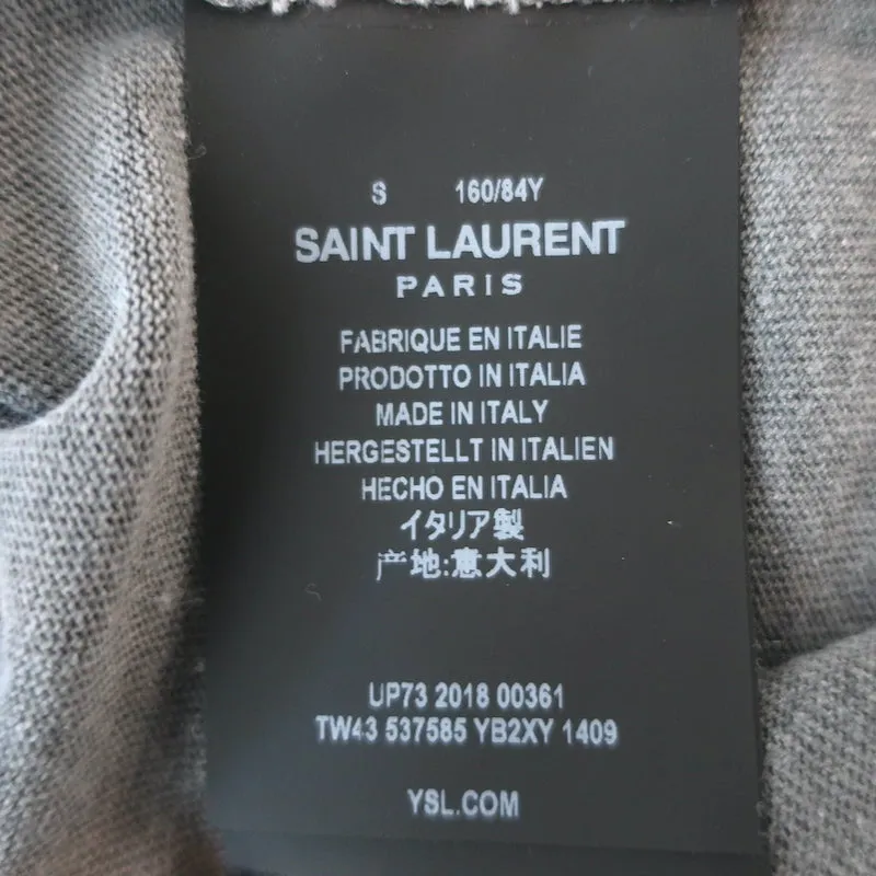 T-shirt rayé Saint Laurent gris et noir en coton taille petit manches courtes