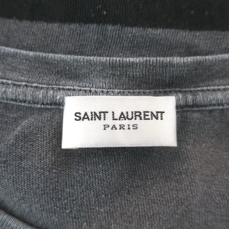 T-shirt rayé Saint Laurent gris et noir en coton taille petit manches courtes