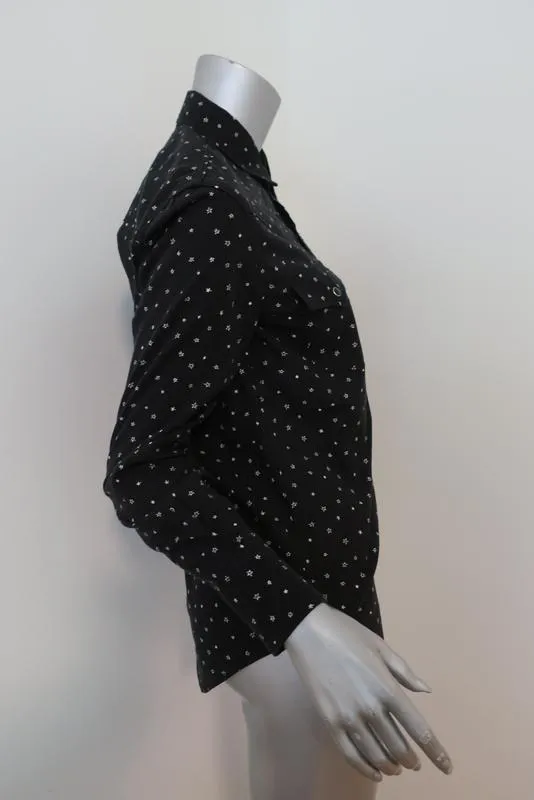 Chemise western Saint Laurent en coton avec impression d'étoiles noires, taille S, manches longues