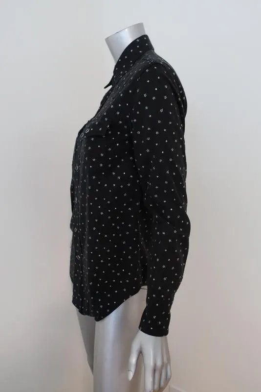 Chemise western Saint Laurent en coton avec impression d'étoiles noires, taille S, manches longues