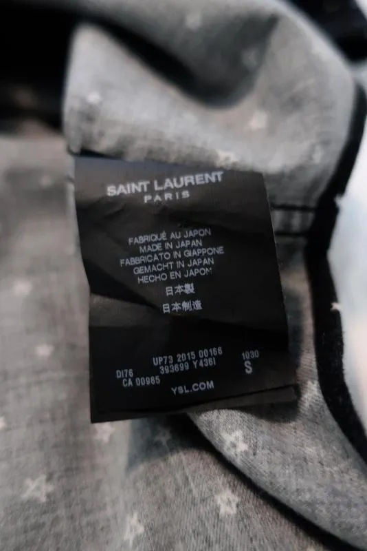 Chemise western Saint Laurent en coton avec impression d'étoiles noires, taille S, manches longues