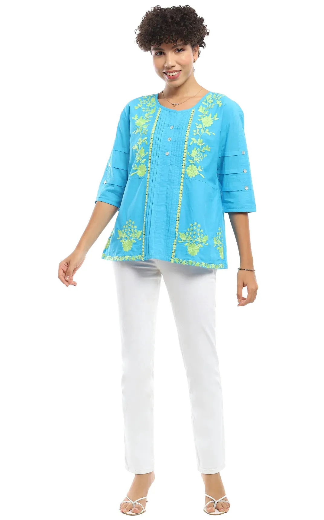 *SOLDES* HAUT INA PERSIL & SAUGE - TURQUOISE