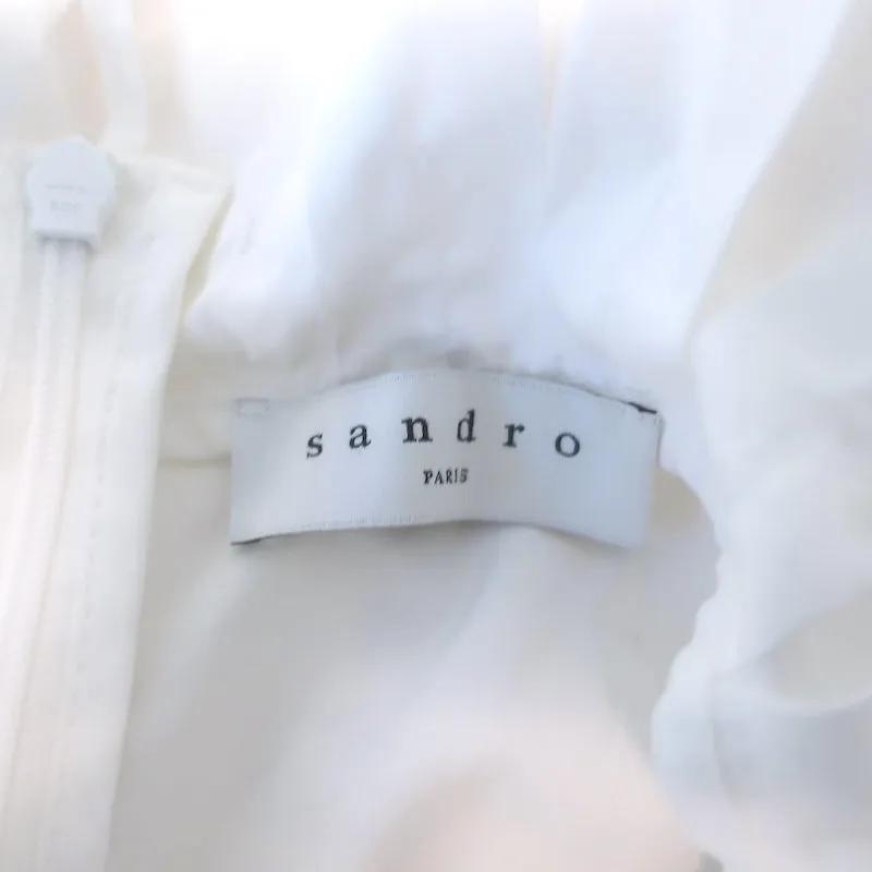 Sandro Rosane Haut à Volants Blanc en Coton Taille 1