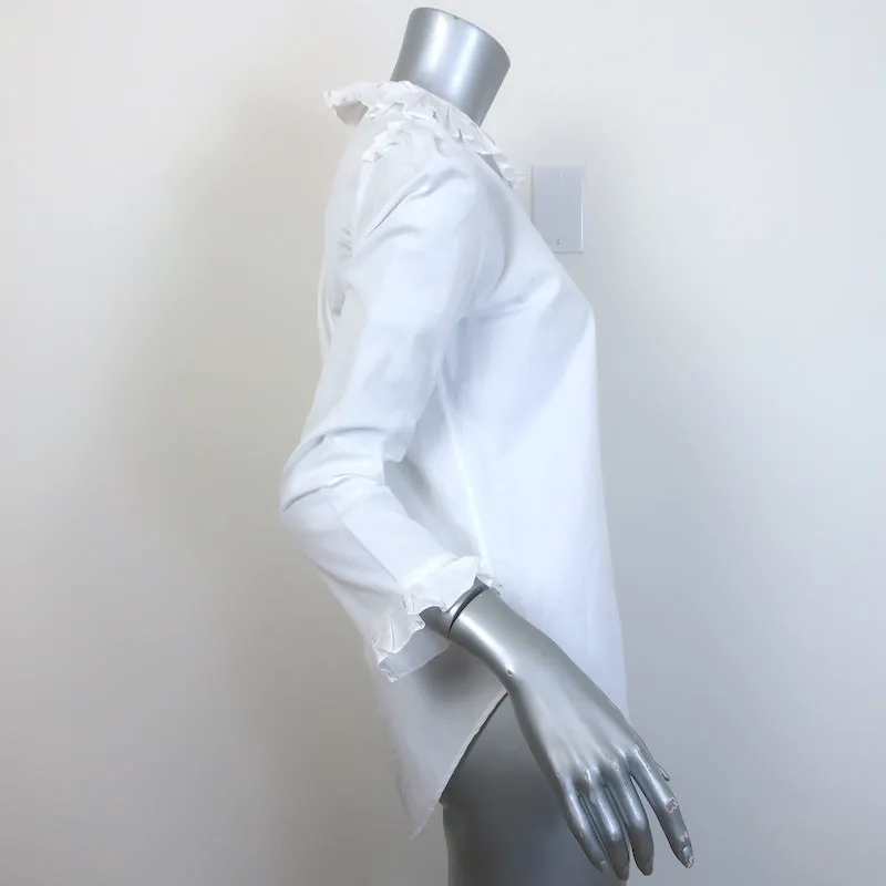 Sandro Rosane Haut à Volants Blanc en Coton Taille 1