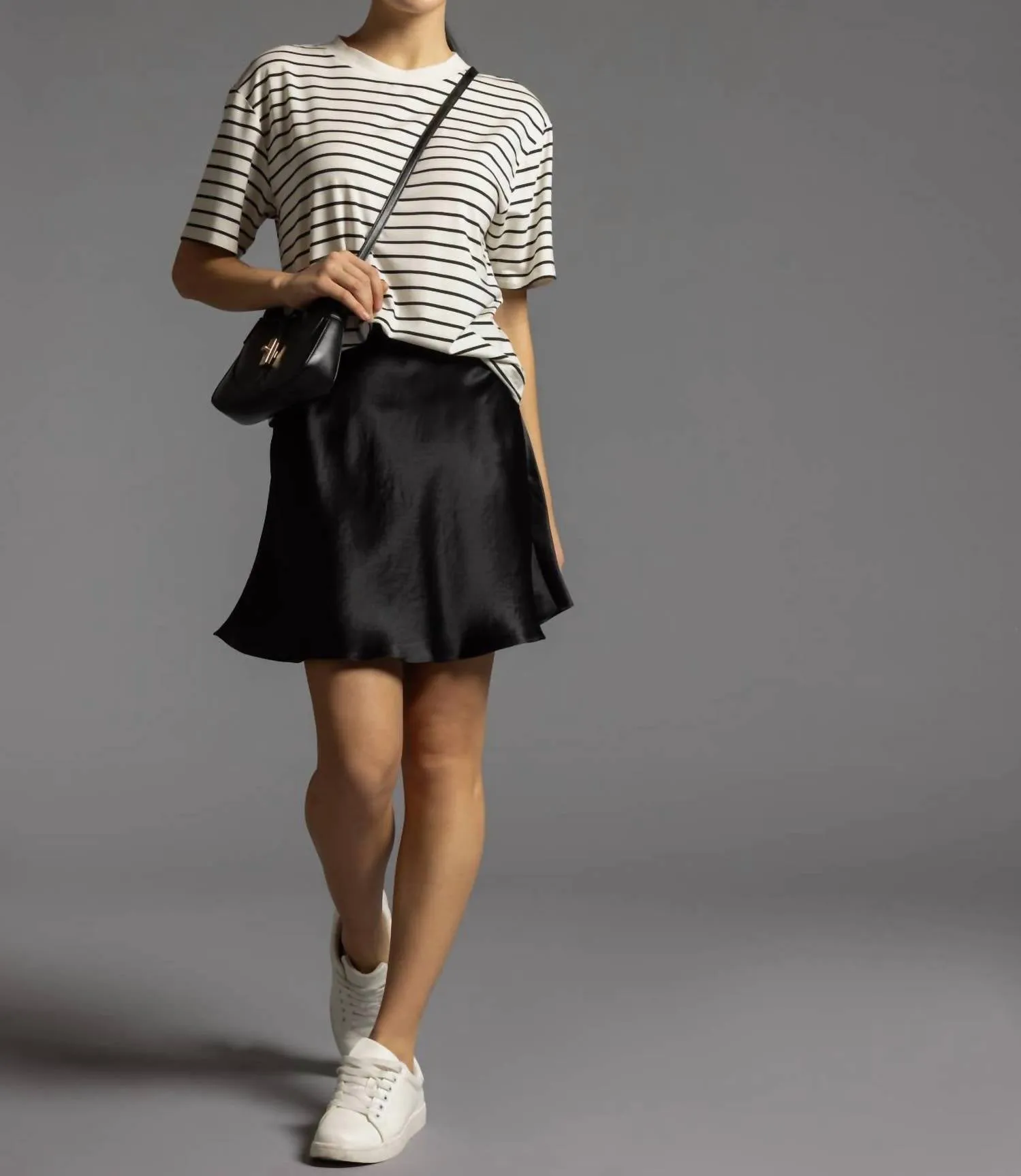 Jupe Mini A-Line en Satin Noir
