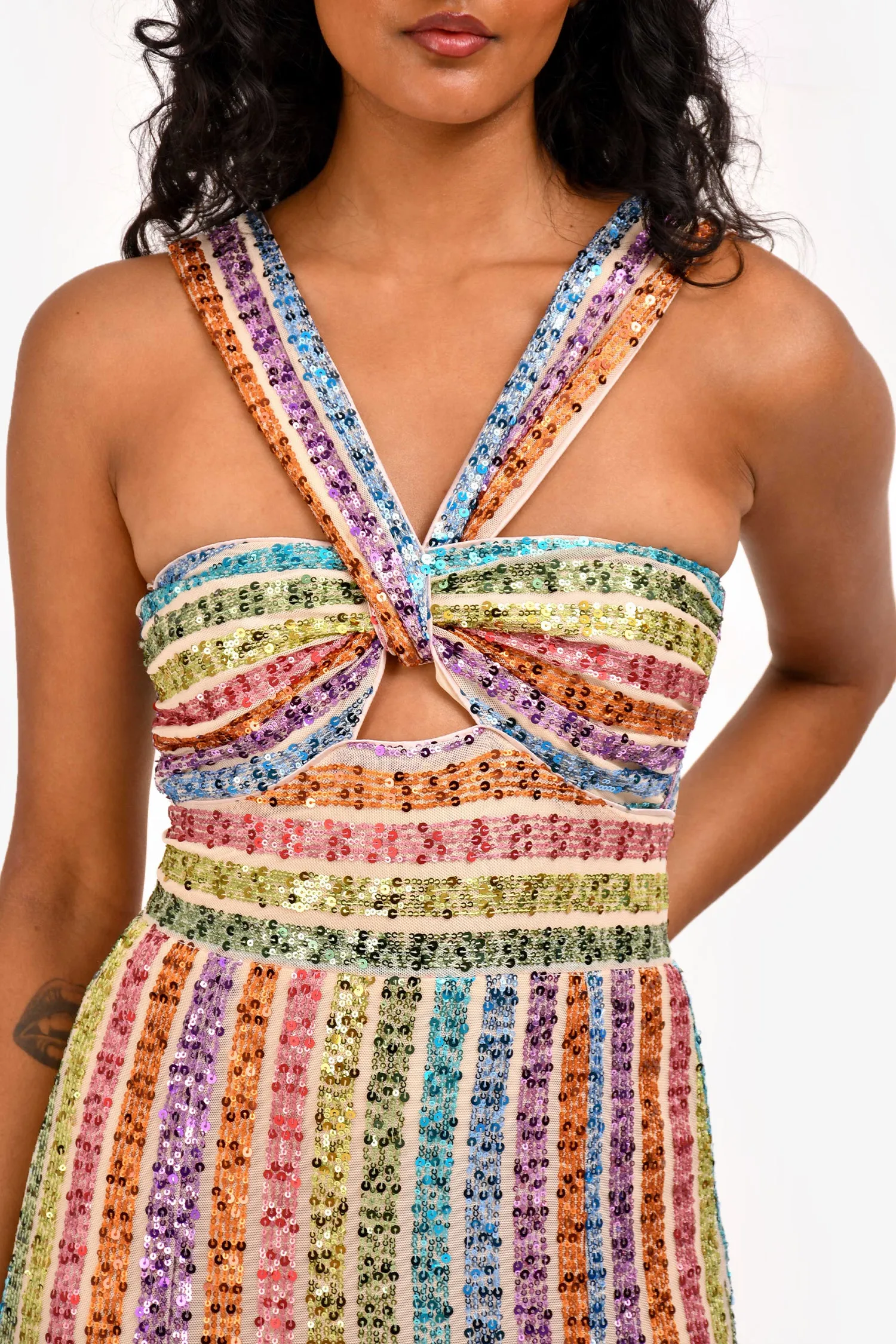 Robe maxi 'Eli' multicolore à paillettes Saylor Taille XS
